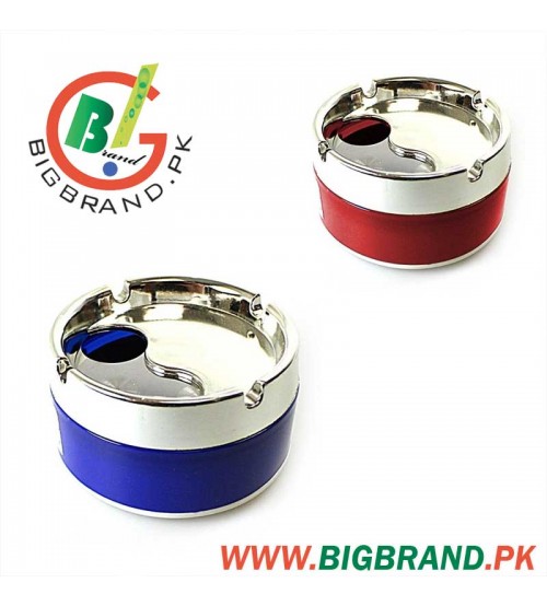 Round-shaped Colored Closed Plastics and Metal Ashtray
